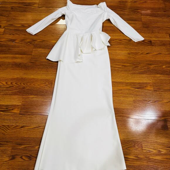 Chiara Boni La Petite Robe Ivory Nabelle Mermaid Jersey Peplum Gown small / 2 - Picture 8 of 12